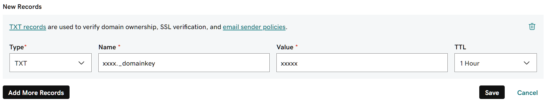 Godaddy DNS entry on domain provider