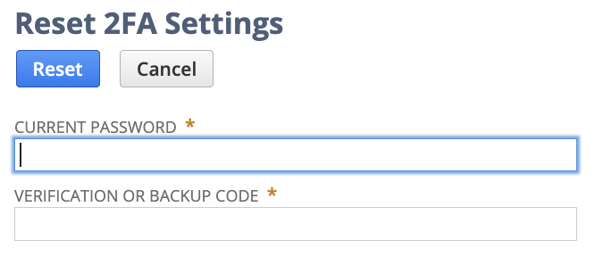 Reset 2FA