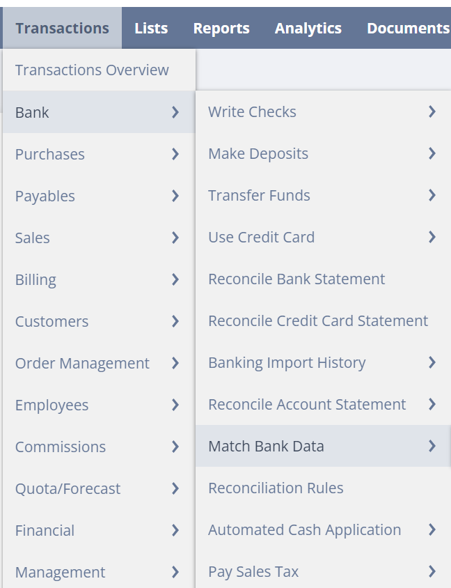 Match Bank Data