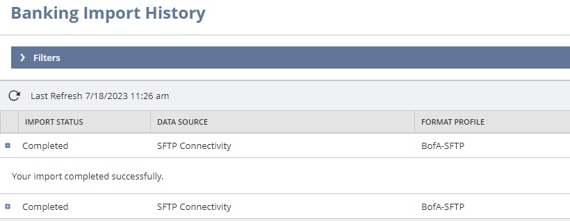 banking import history