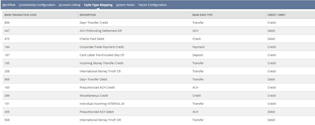 code type mapping