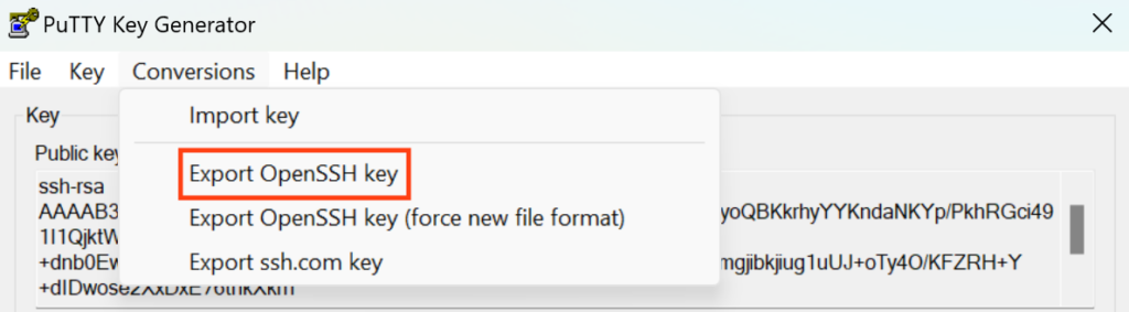 export OpenSSH key