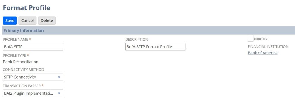 format profile