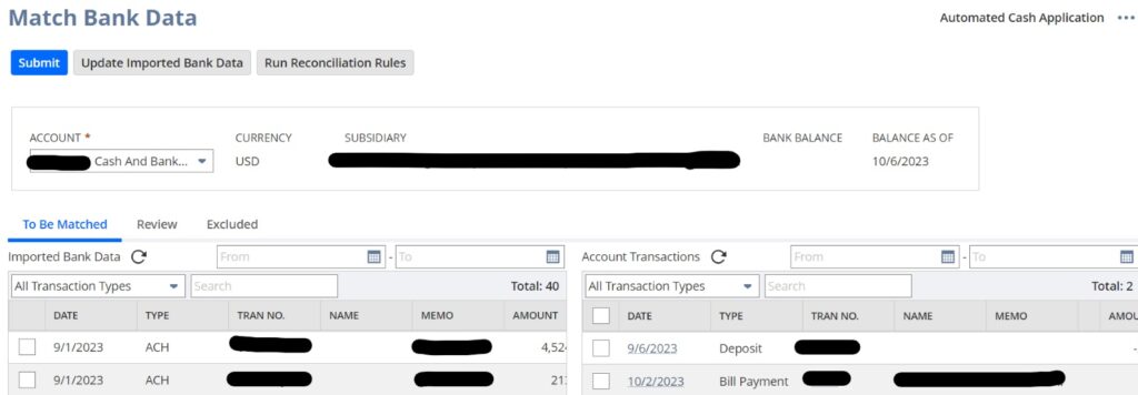 match bank data