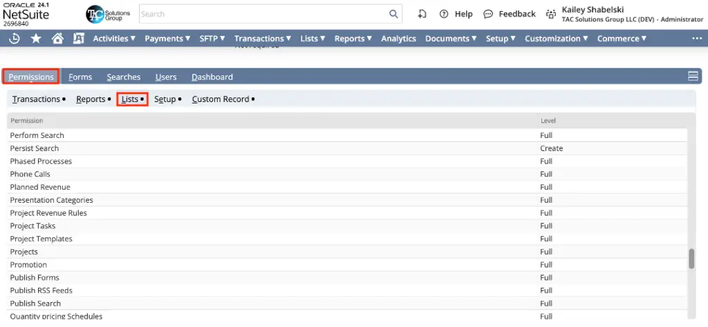 NetSuite saved searches
