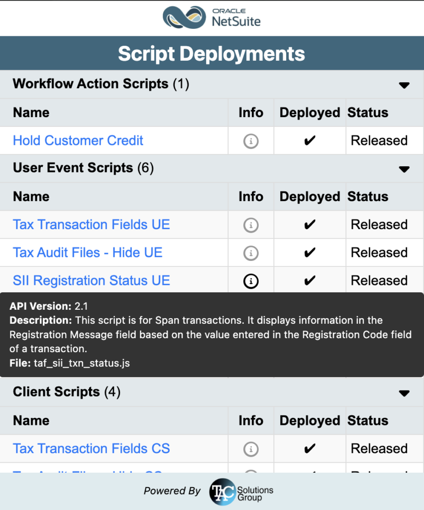 chrome extension - NetSuite Script Deployments