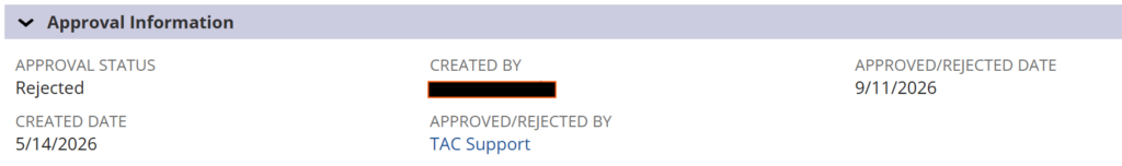 Approval Information Section